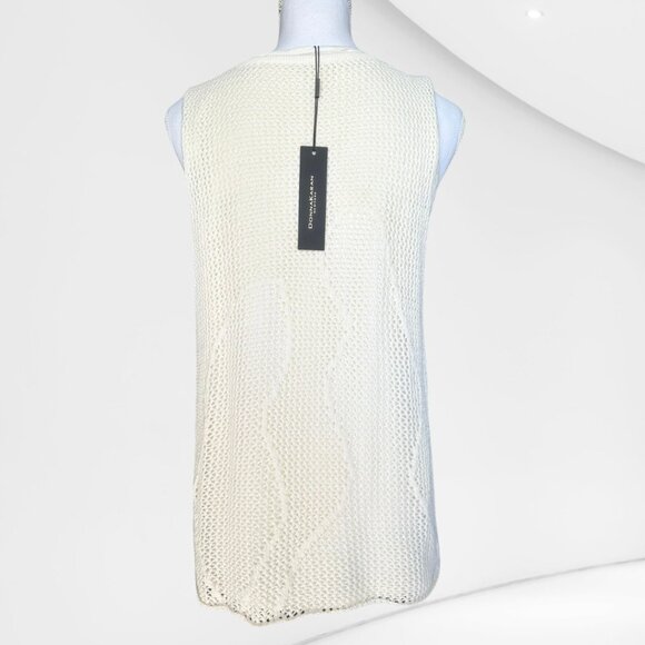 Donna Karan Double Layer White Lace Knit Tank – Size Medium - Picture 5 of 8